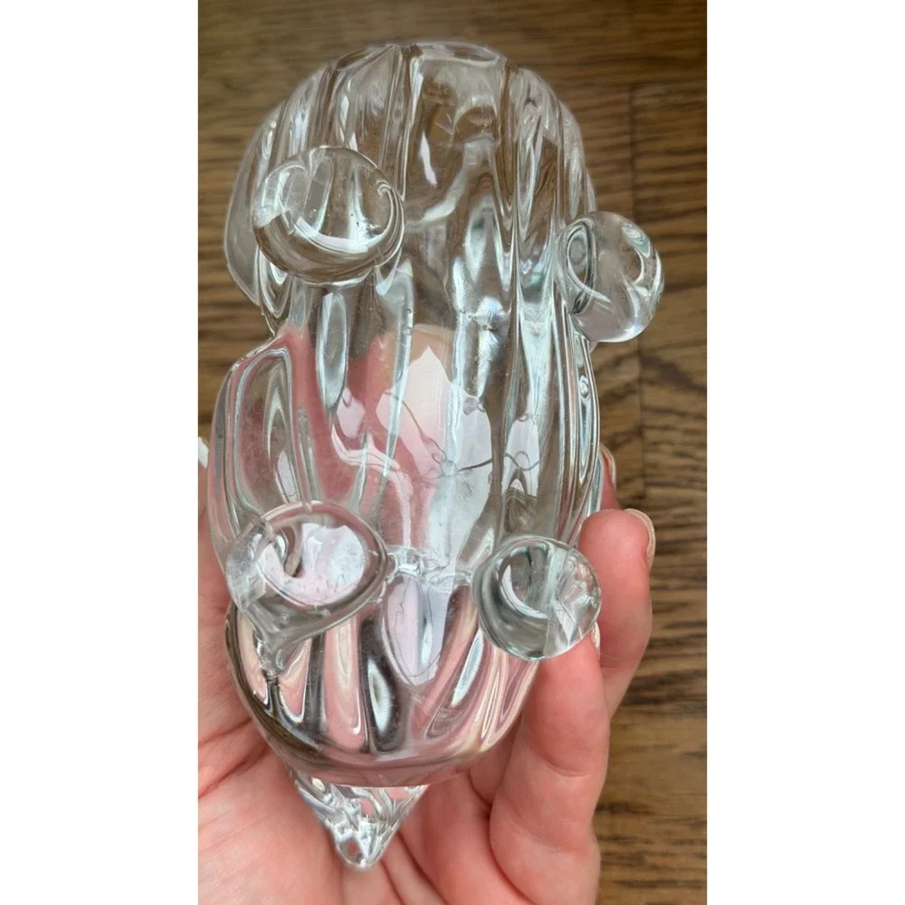 VTg Glass Crystal? Rabbit Bunny Figure Handmade Clear Glass Sitting Heavy Easter
